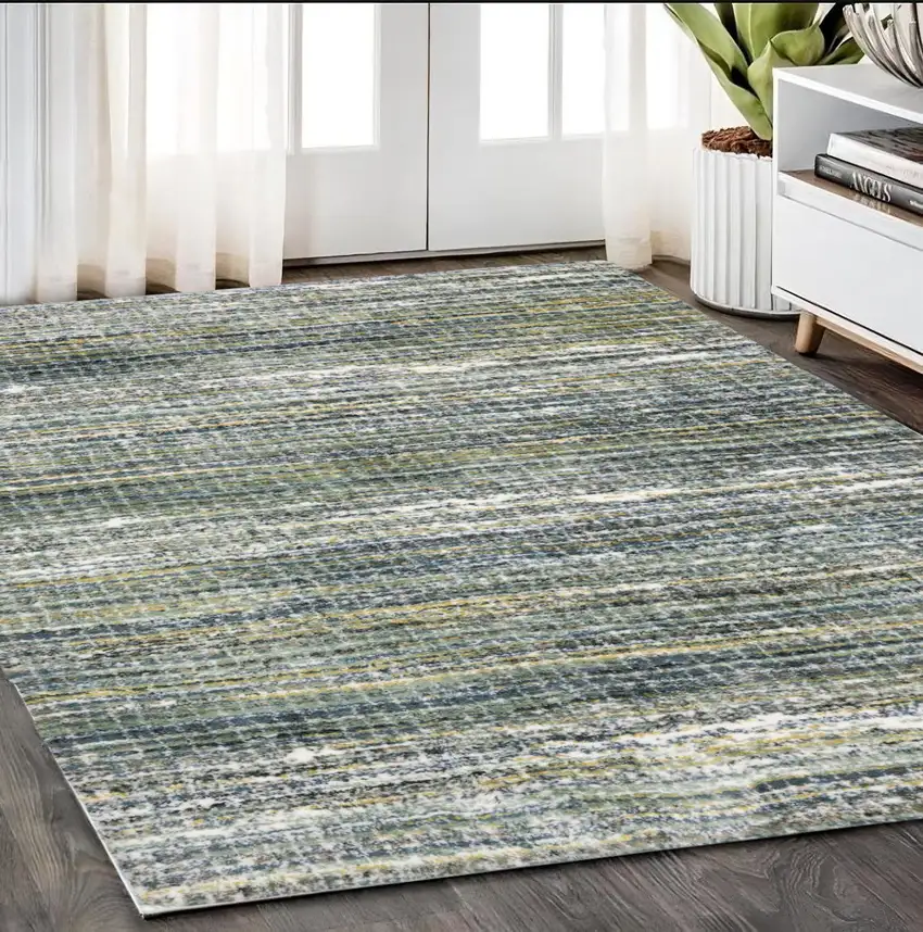 Green And Blue Geometric Distressed Area Rug Photo 1