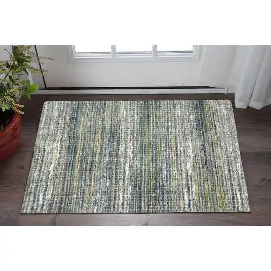 Green And Blue Geometric Distressed Area Rug Photo 1