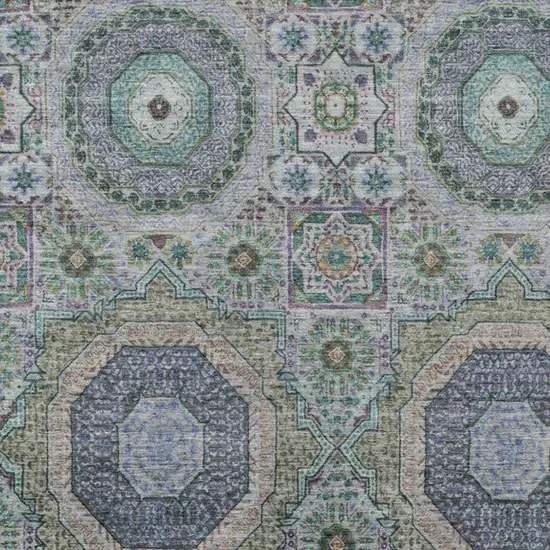 Green And Blue Medallion Washable Indoor Outdoor Area Rug Photo 3