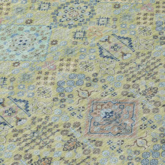 Green And Blue Oriental Washable Indoor Outdoor Area Rug Photo 9