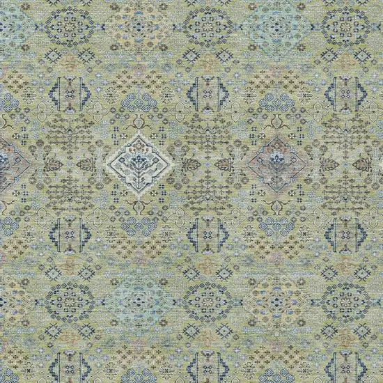 Green And Blue Oriental Washable Indoor Outdoor Area Rug Photo 2
