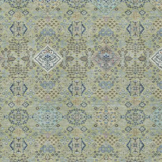 Green And Blue Oriental Washable Indoor Outdoor Area Rug Photo 2