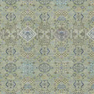 Photo of Green And Blue Oriental Washable Indoor Outdoor Area Rug