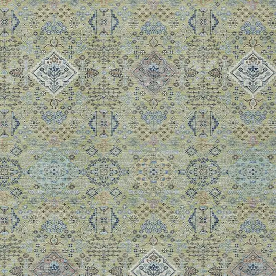 Green And Blue Oriental Washable Indoor Outdoor Area Rug Photo 2