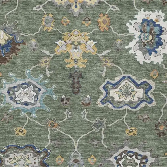 Green And Blue Oriental Washable Indoor Outdoor Area Rug Photo 3