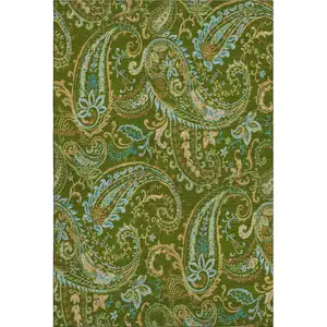 Photo of Green And Blue Paisley Washable Area Rug With UV Protection