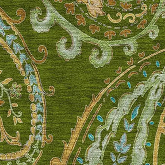Green And Blue Paisley Washable Area Rug With UV Protection Photo 3