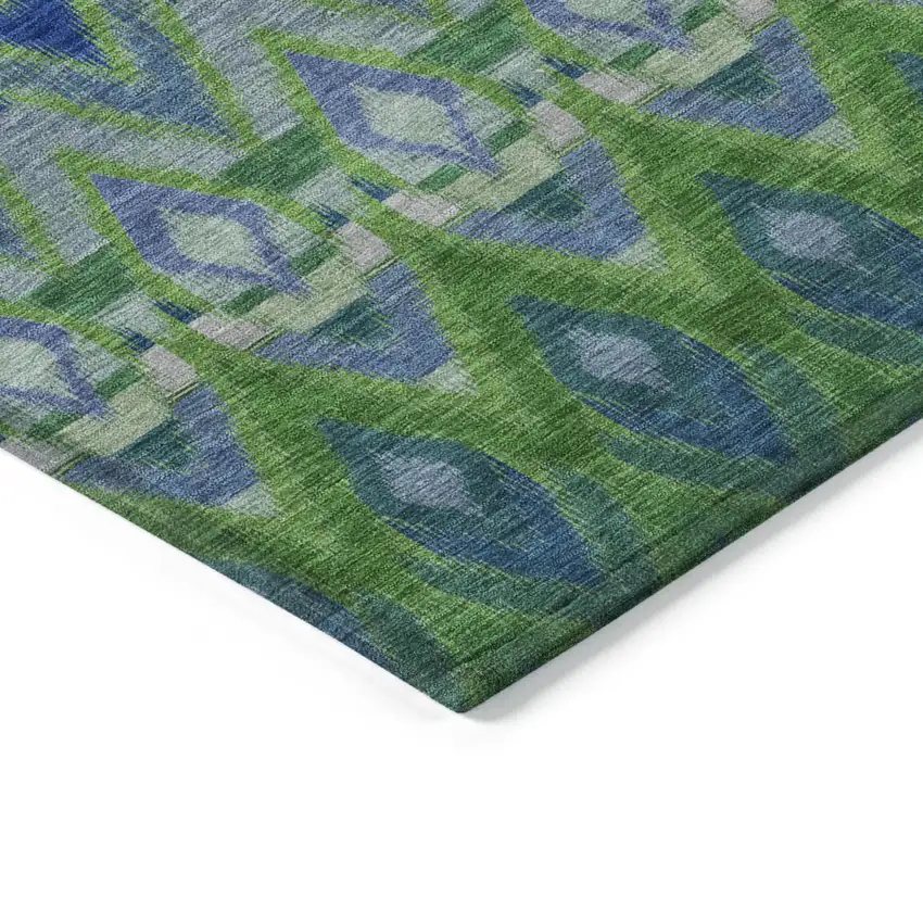 Green And Blue Southwestern Washable Indoor Outdoor Area Rug Photo 4