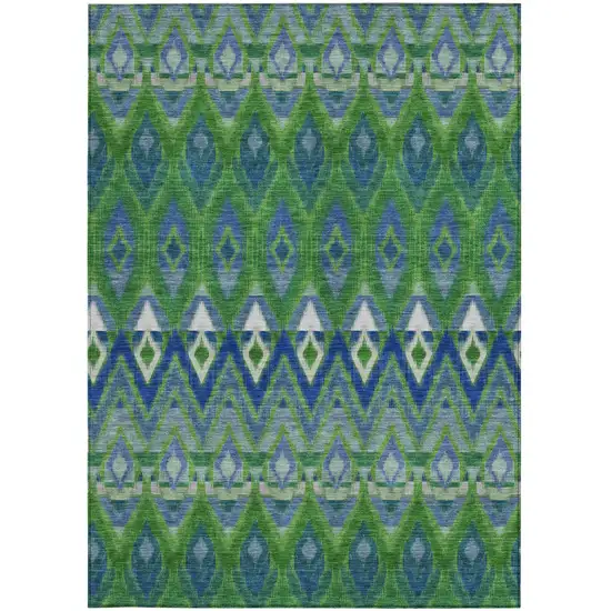 Green And Blue Southwestern Washable Indoor Outdoor Area Rug Photo 6