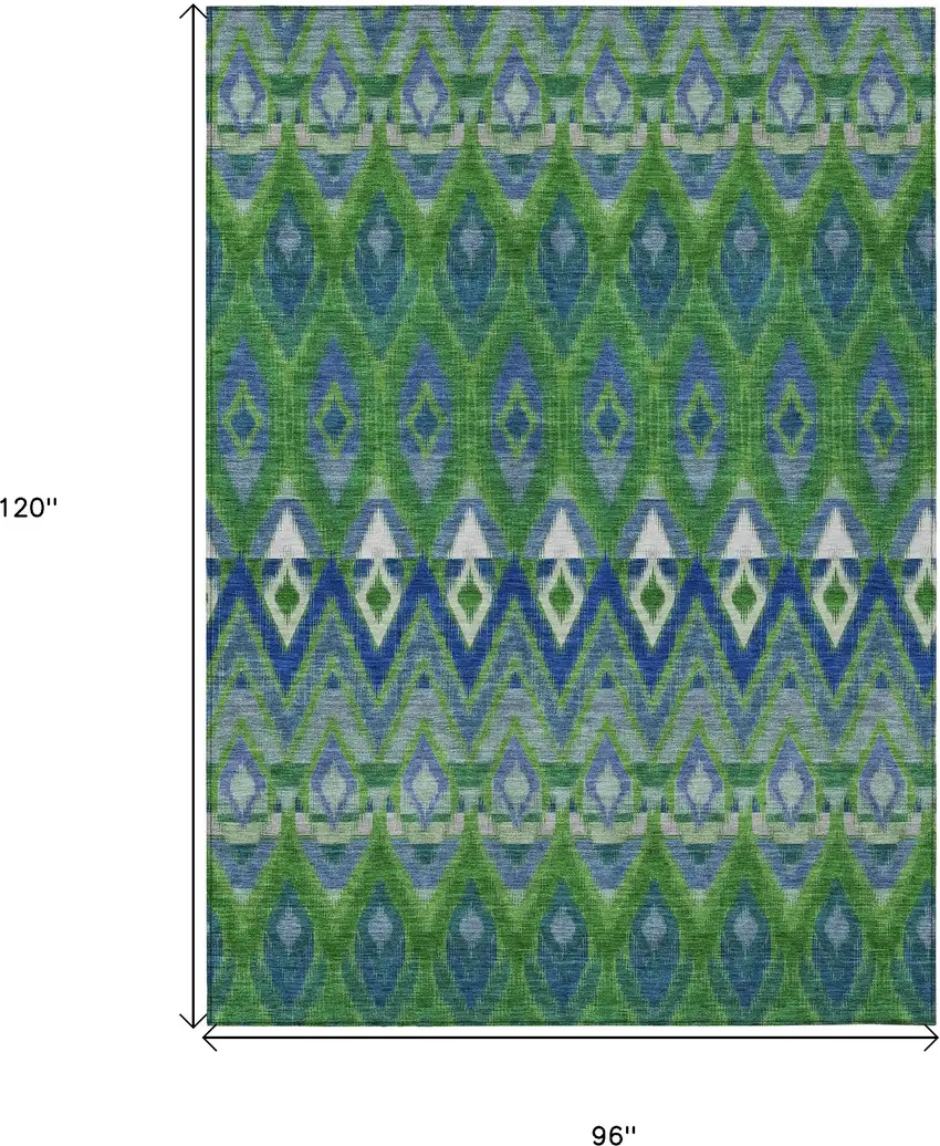 Green And Blue Southwestern Washable Indoor Outdoor Area Rug Photo 3
