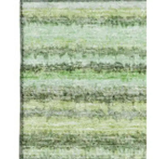 Green And Blue Striped Washable Area Rug With UV Protection Photo 4