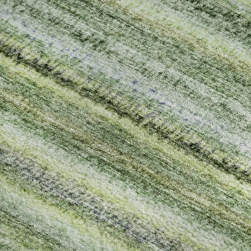 Green And Blue Striped Washable Area Rug With UV Protection Photo 4