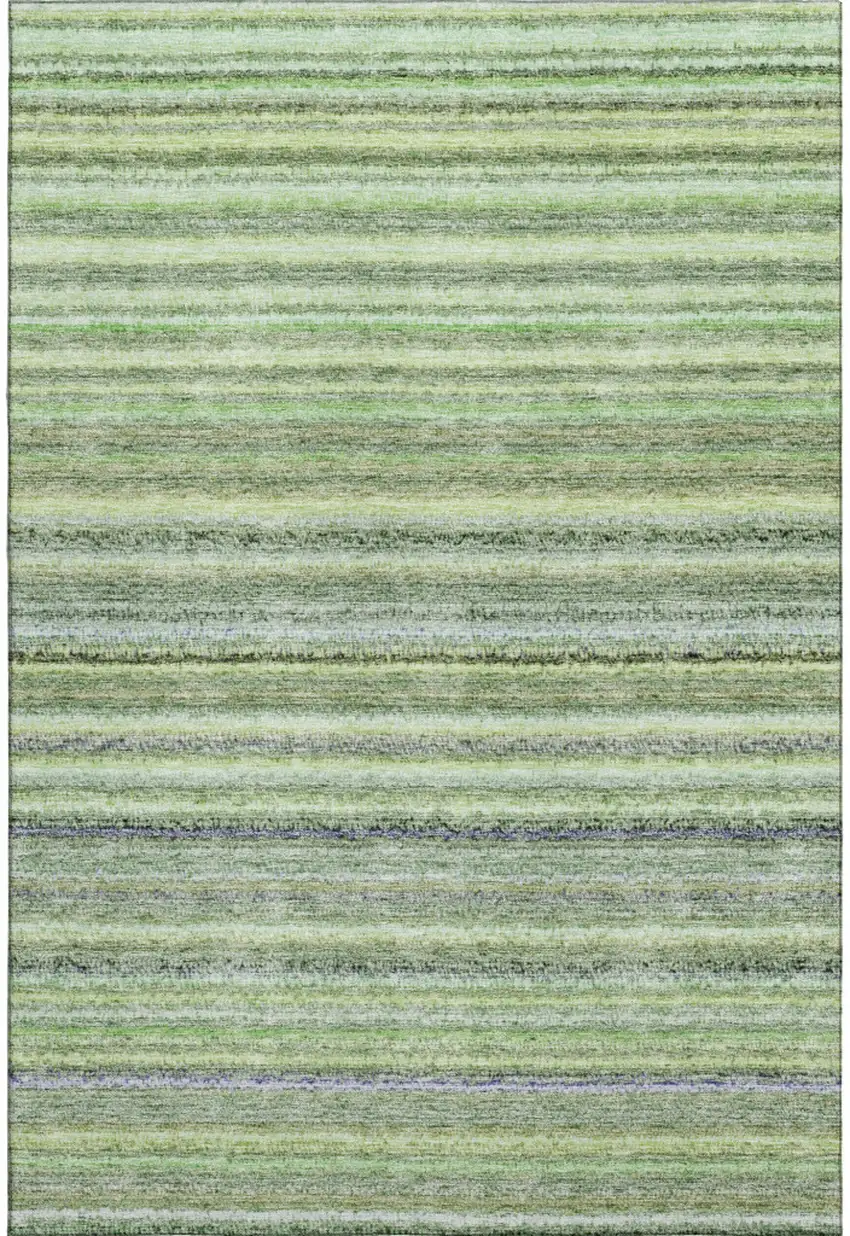 Green And Blue Striped Washable Area Rug With UV Protection Photo 1