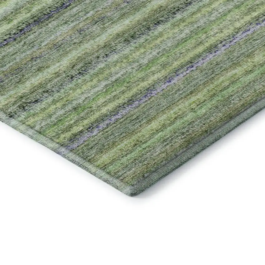 Green And Blue Striped Washable Area Rug With UV Protection Photo 8