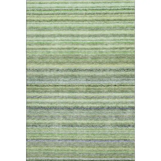 Green And Blue Striped Washable Area Rug With UV Protection Photo 1