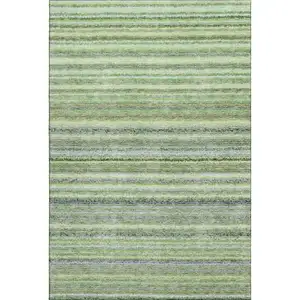 Photo of Green And Blue Striped Washable Area Rug With UV Protection