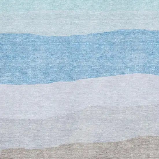 Green And Blue Striped Washable Area Rug With UV Protection Photo 3