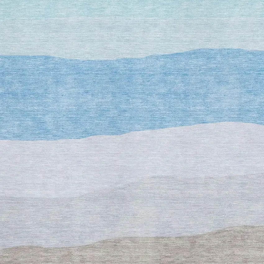 Green And Blue Striped Washable Area Rug With UV Protection Photo 3