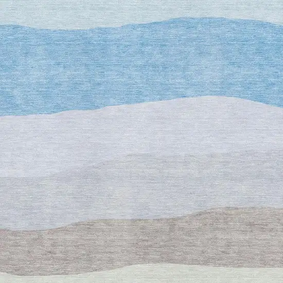 Green And Blue Striped Washable Area Rug With UV Protection Photo 3