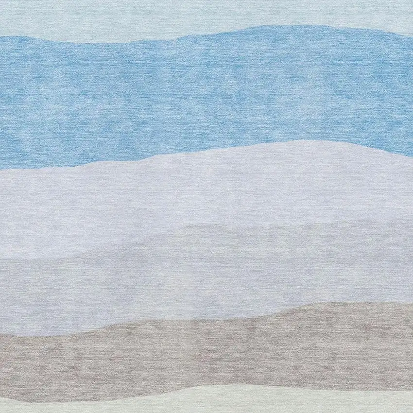 Green And Blue Striped Washable Area Rug With UV Protection Photo 3