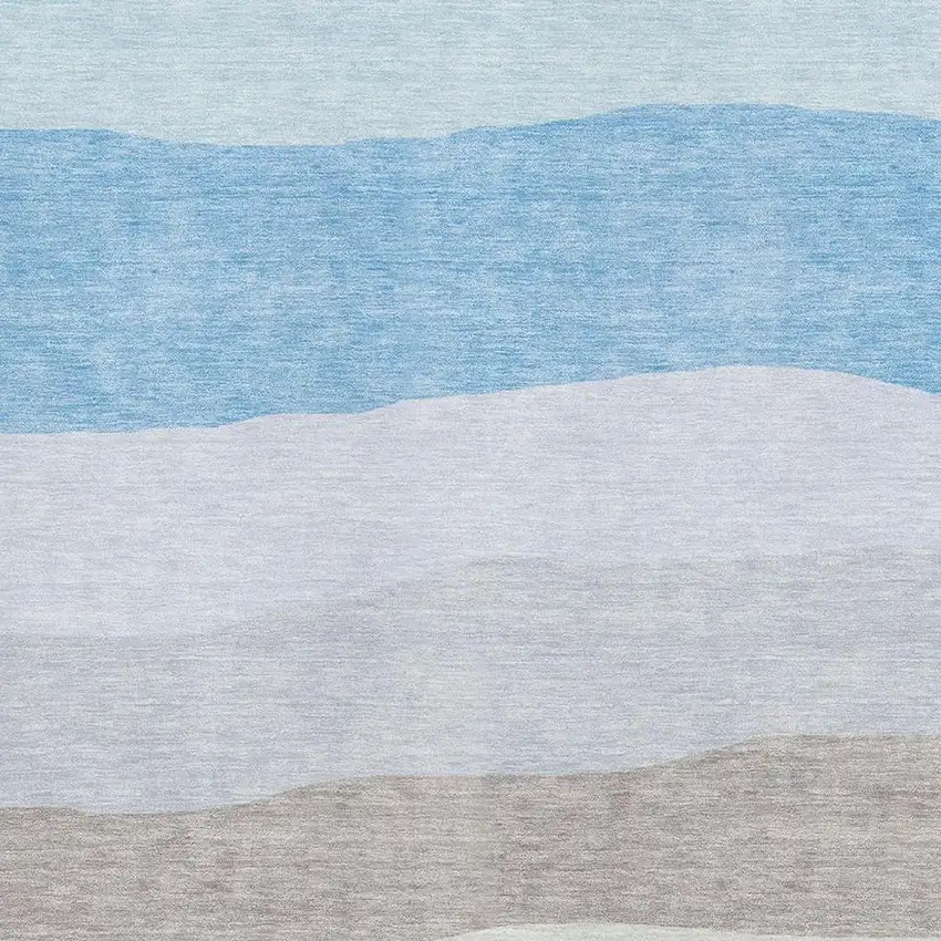 Green And Blue Striped Washable Area Rug With UV Protection Photo 3