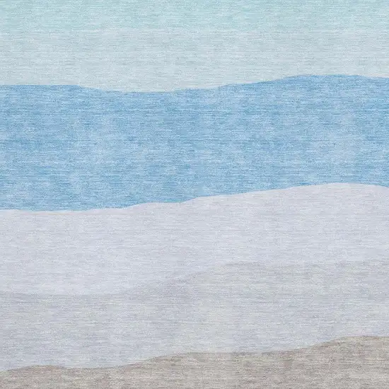 Green And Blue Striped Washable Area Rug With UV Protection Photo 3