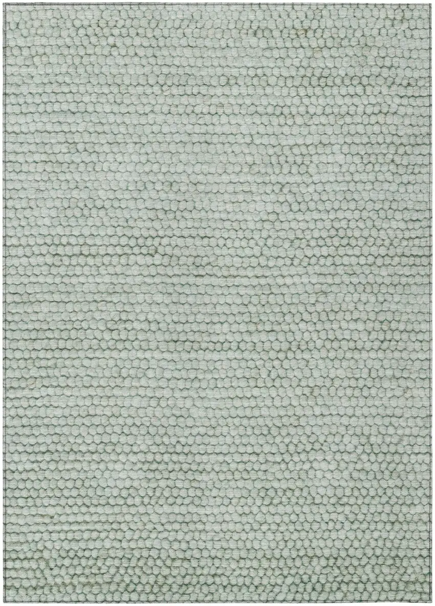 Green And Blue Striped Washable Indoor Outdoor Area Rug Photo 2