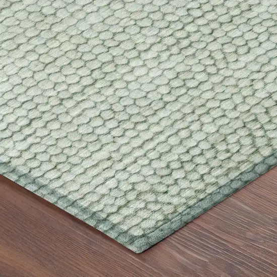 Green And Blue Striped Washable Indoor Outdoor Area Rug Photo 5