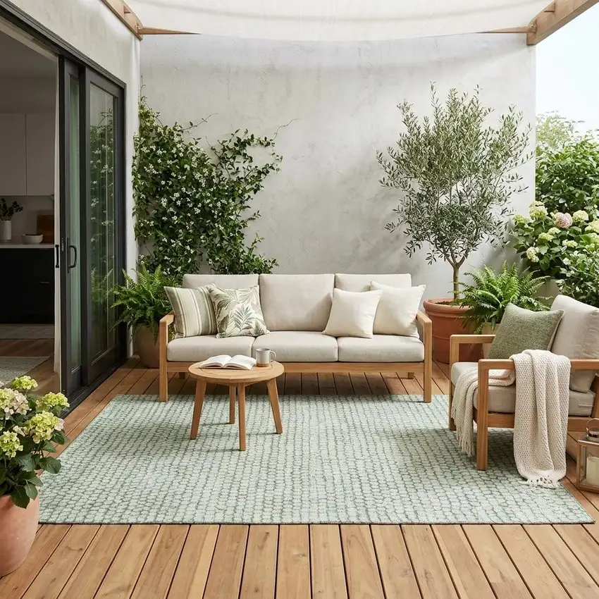 Green And Blue Striped Washable Indoor Outdoor Area Rug Photo 1