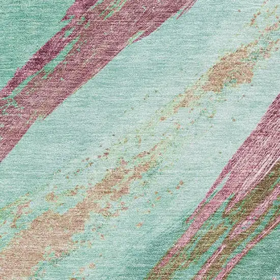 Green And Blush Abstract Washable Area Rug With UV Protection Photo 3