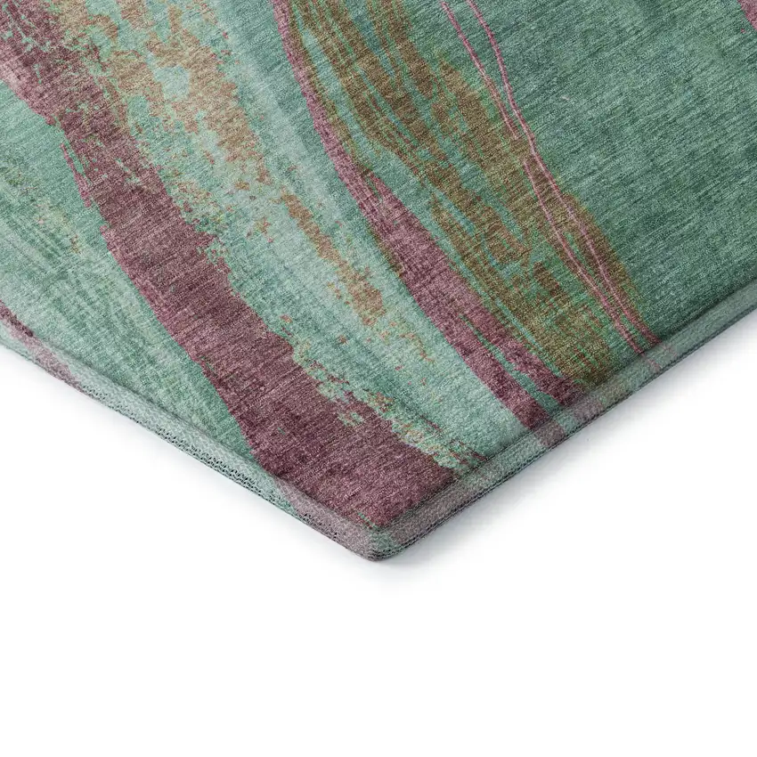 Green And Blush Abstract Washable Area Rug With UV Protection Photo 7