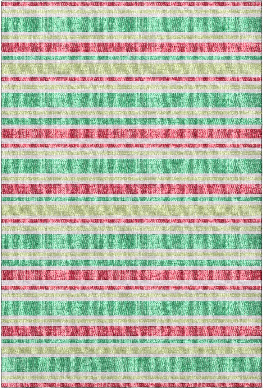 Green And Blush Striped Washable Area Rug With UV Protection Photo 4