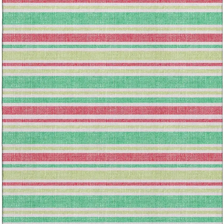 Green And Blush Striped Washable Area Rug With UV Protection Photo 3