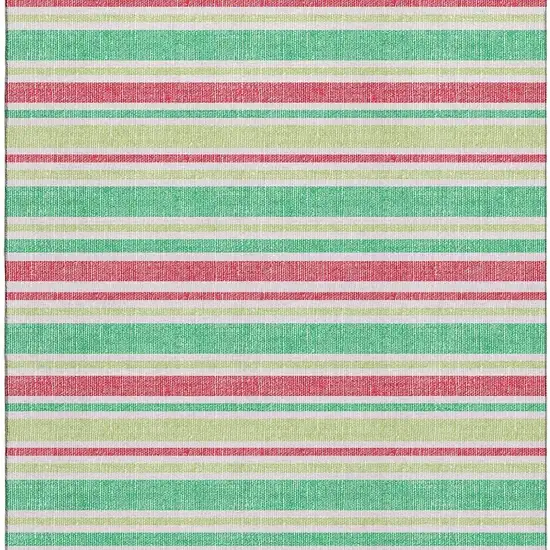 Green And Blush Striped Washable Area Rug With UV Protection Photo 3