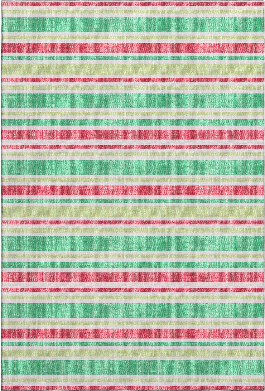 Green And Blush Striped Washable Area Rug With UV Protection Photo 4