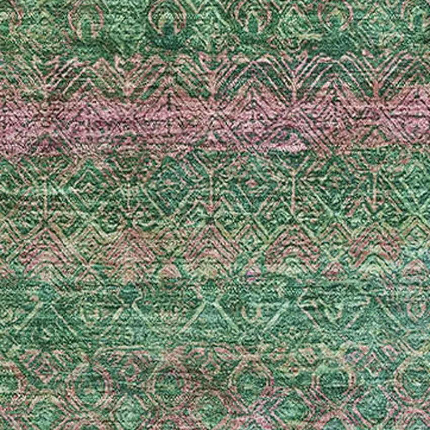 Green And Blush Striped Washable Area Rug With UV Protection Photo 3