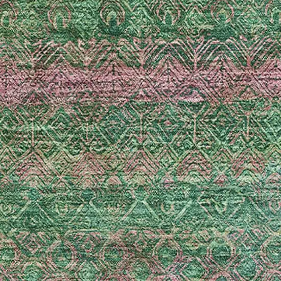 Green And Blush Striped Washable Area Rug With UV Protection Photo 3