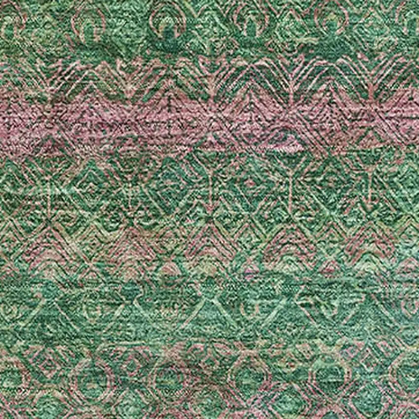 Green And Blush Striped Washable Area Rug With UV Protection Photo 3