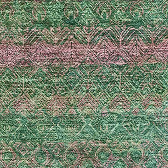 Green And Blush Striped Washable Area Rug With UV Protection Photo 3