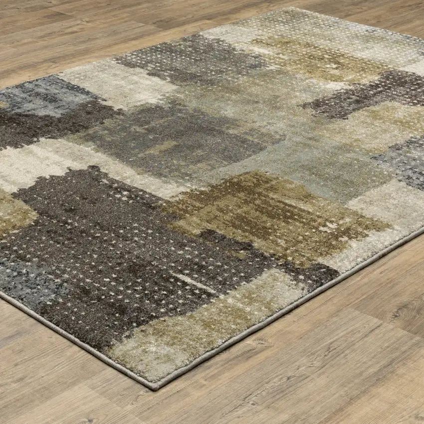 Green And Brown Abstract Area Rug Photo 7