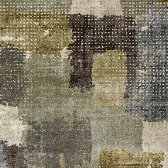 Green And Brown Abstract Area Rug Photo 3