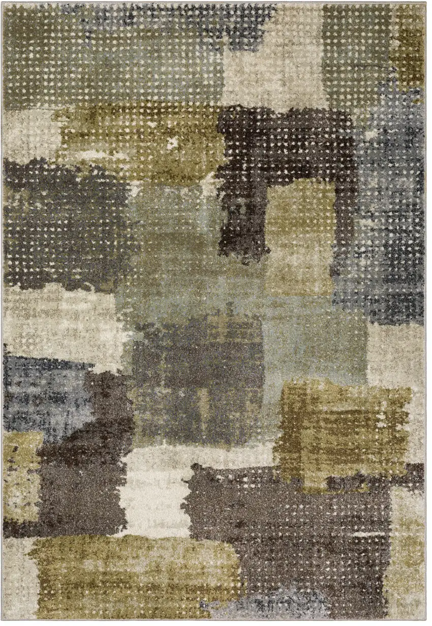 Green And Brown Abstract Area Rug Photo 2