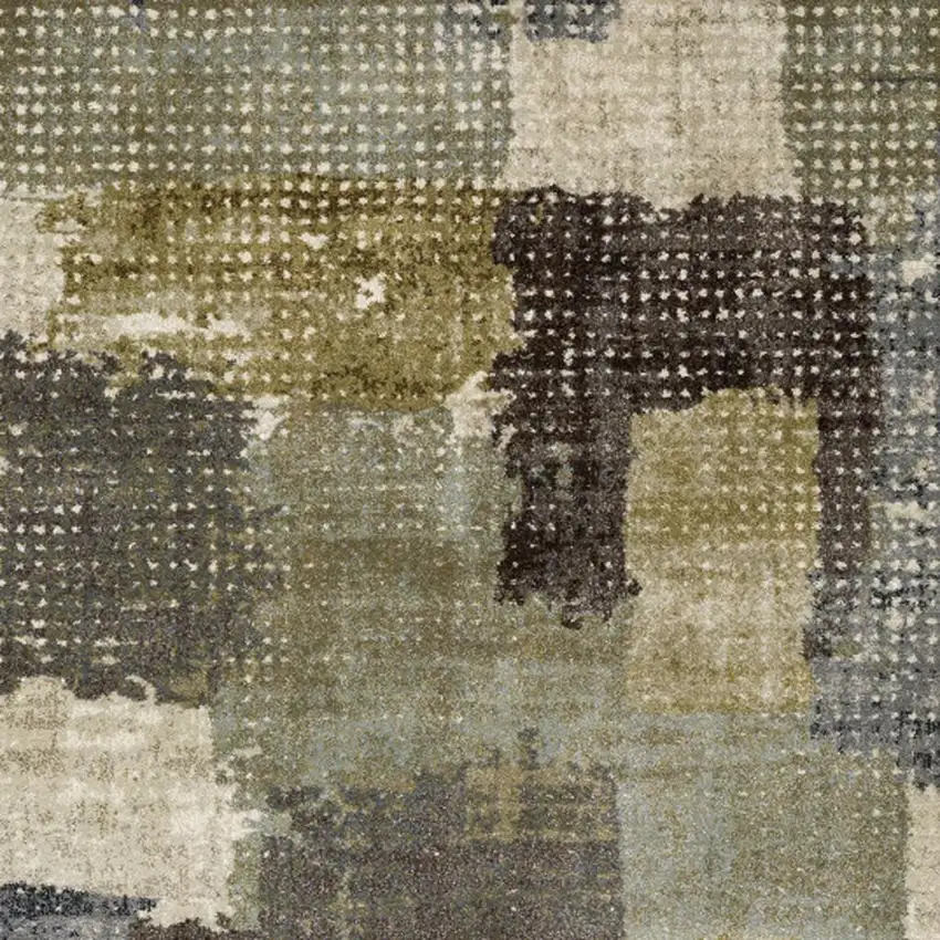Green And Brown Abstract Area Rug Photo 3