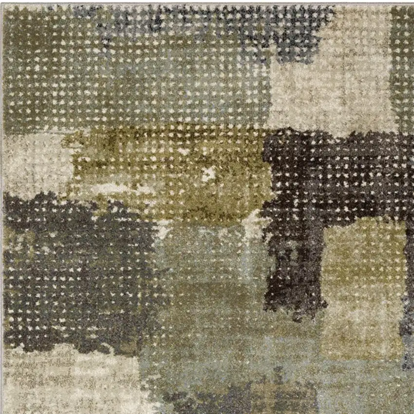 Green And Brown Abstract Area Rug Photo 3