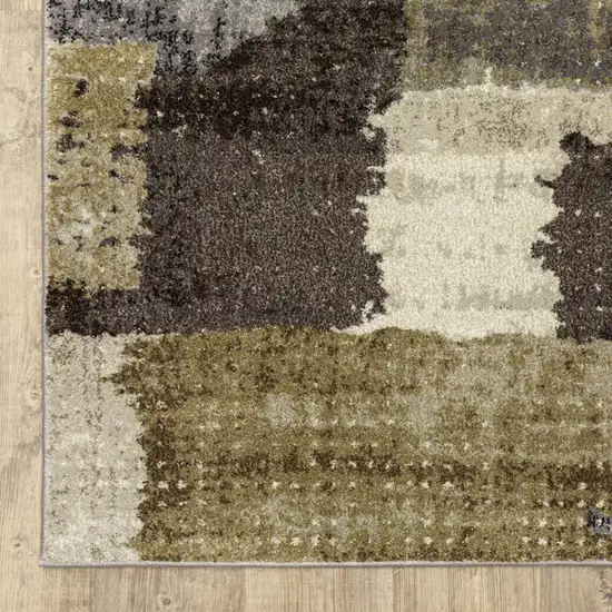 Green And Brown Abstract Area Rug Photo 9