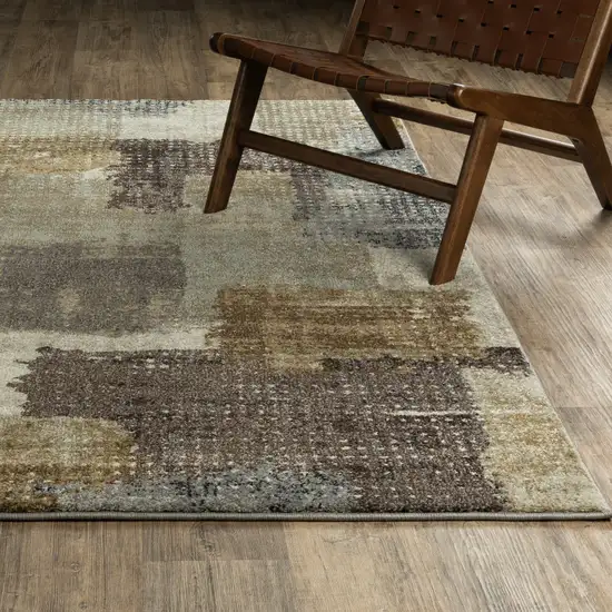 Green And Brown Abstract Area Rug Photo 5