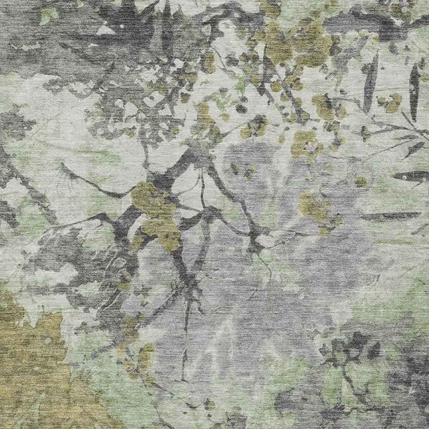 Green And Brown Abstract Washable Indoor Outdoor Area Rug Photo 5