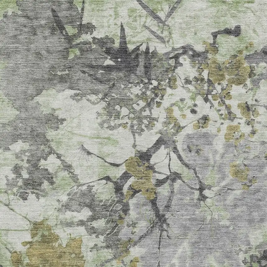 Green And Brown Abstract Washable Indoor Outdoor Area Rug Photo 5