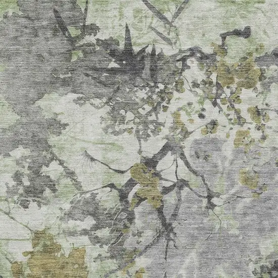 Green And Brown Abstract Washable Indoor Outdoor Area Rug Photo 5