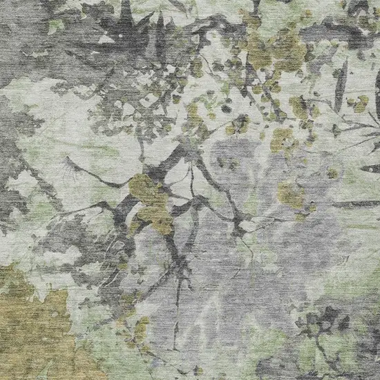 Green And Brown Abstract Washable Indoor Outdoor Area Rug Photo 3